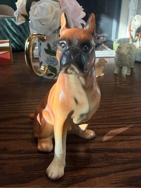 Vintage Japanese Boxer Dog Ceramic Figurine - Rare